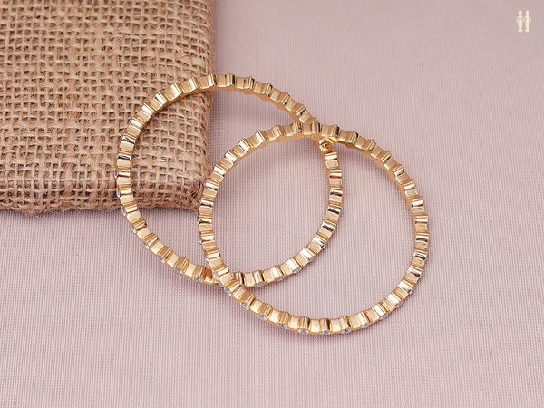 Crystal Stone Gold Plated Pure Silver Bangles