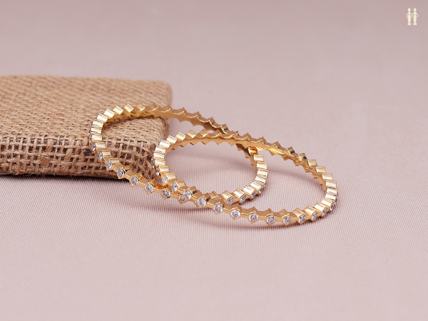 Crystal Stone Gold Plated Pure Silver Bangles