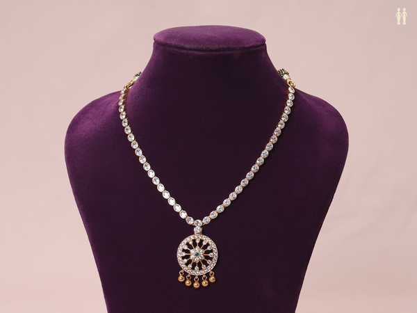 Crystal Stone With Gold Plated Silver Necklace