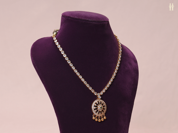 Crystal Stone With Gold Plated Silver Necklace