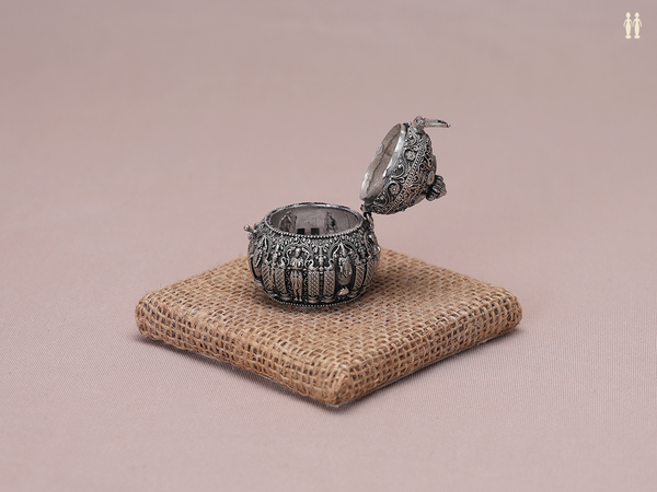 Antique Design Oxidized Pure Silver Kunguma Chimil