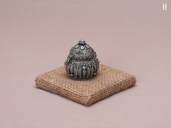 Antique Design Oxidized Pure Silver Kunguma Chimil