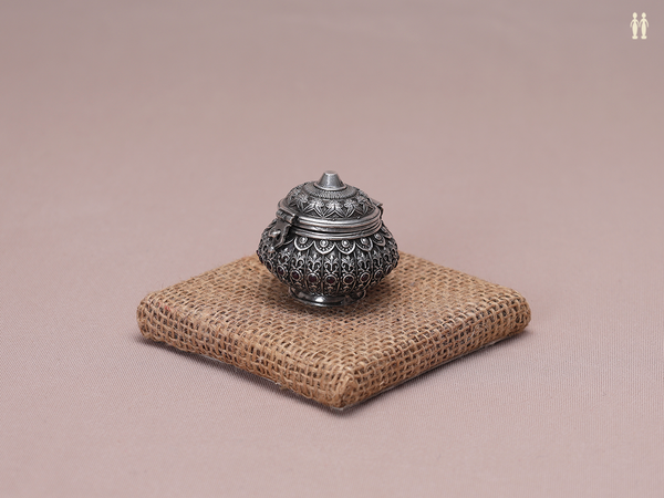 Antique Design Oxidized Pure Silver Kunguma Chimil