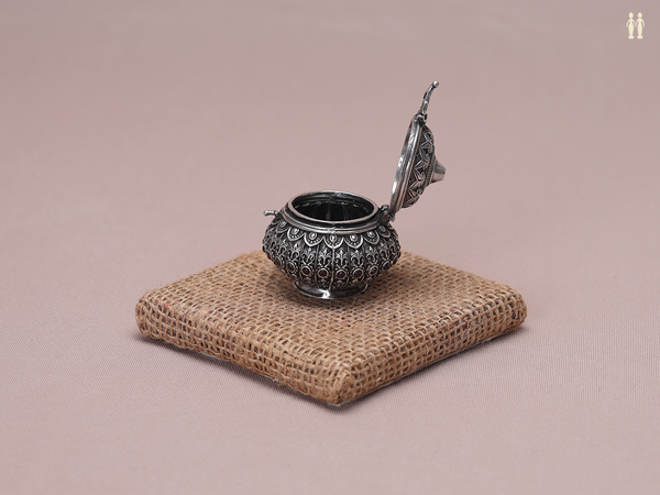 Antique Design Oxidized Pure Silver Kunguma Chimil