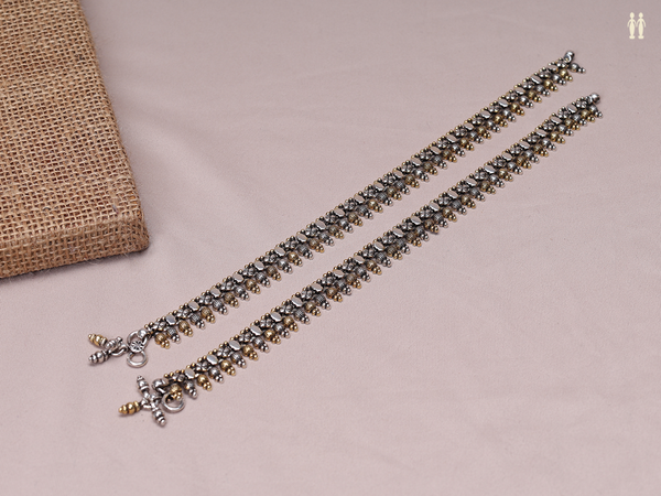 Pair Of Gold Plated Pure Silver Anklets