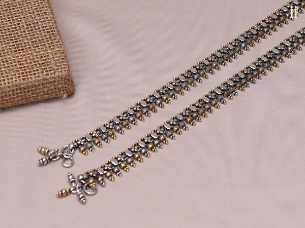 Pair Of Gold Plated Pure Silver Anklets