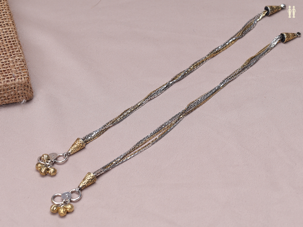 Pair Of Multi Layered Pure Silver Anklets