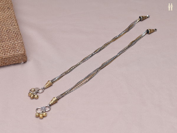 Pair Of Multi Layered Pure Silver Anklets