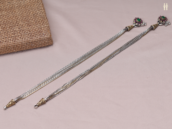 Pair Of Multi Layered Pure Silver Anklets
