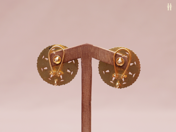 Multicolor Stone Chakram Design Pure Silver Stud Earrings
