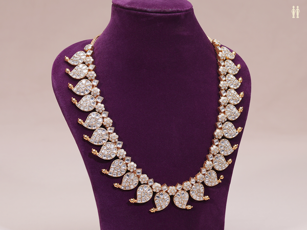 Paisley Design With Crystal Stone Gold Plated Silver Necklace
