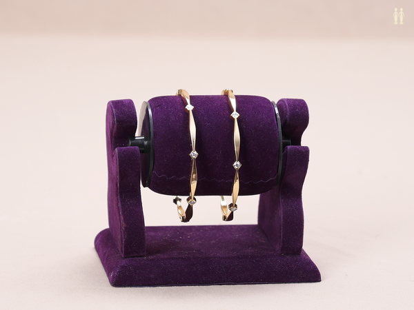 Crystal Stone Gold Plated Pure Silver Bangles