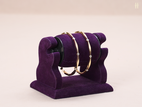 Crystal Stone Gold Plated Pure Silver Bangles