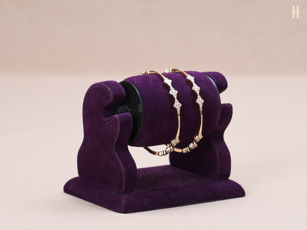 Crystal Stone Gold Plated Pure Silver Bangles