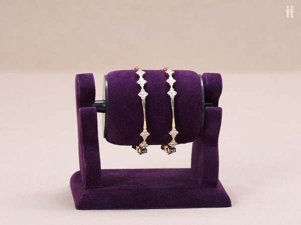 Crystal Stone Gold Plated Pure Silver Bangles