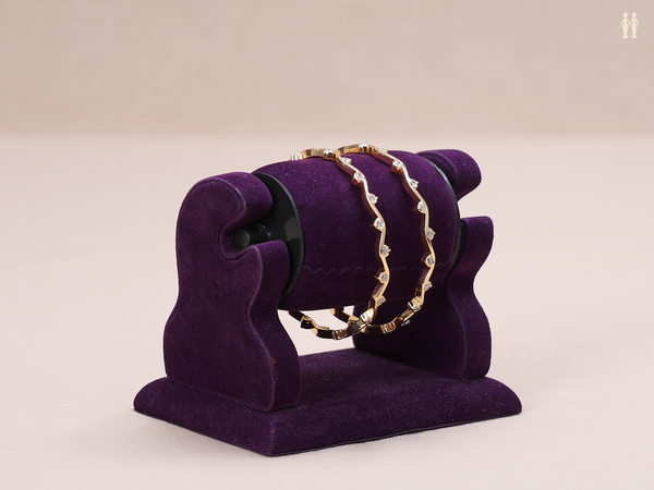 Crystal Stone Gold Plated Pure Silver Bangles