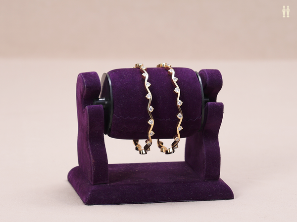 Crystal Stone Gold Plated Pure Silver Bangles