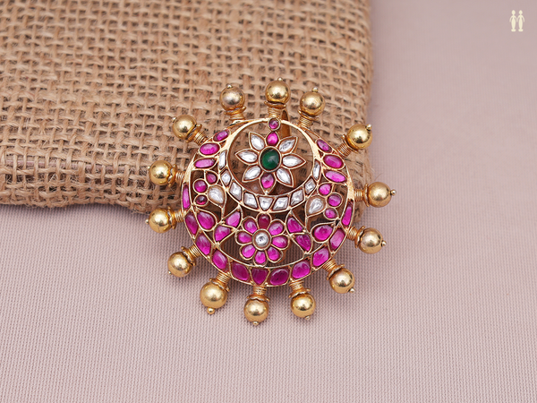 Tri Color Stone Gold Plated Pure Silver Juda Pin