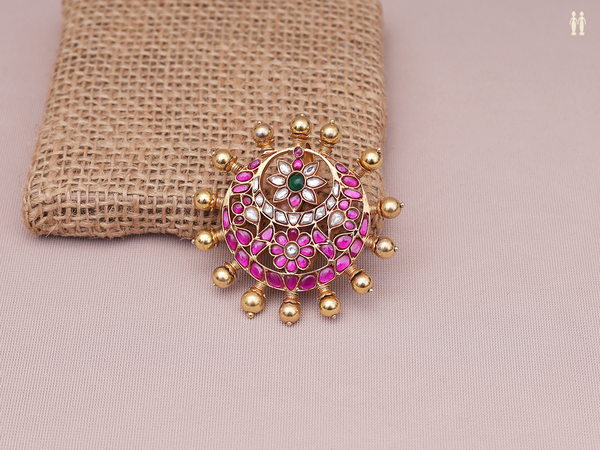 Tri Color Stone Gold Plated Pure Silver Juda Pin