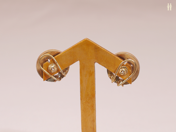 Chakram Design With Pink Stone Gold Plated Pure Silver Earrings