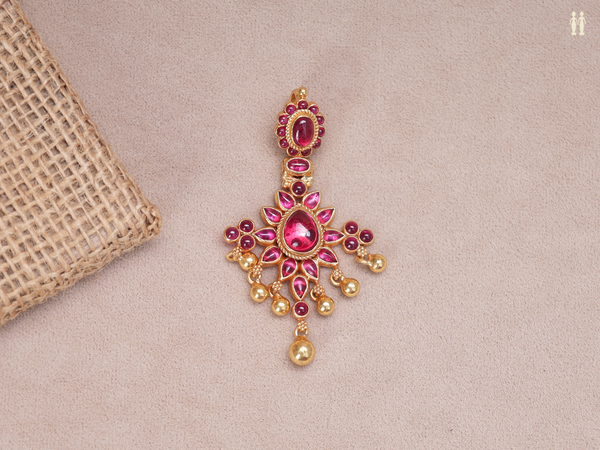 Pink Kemp Stone Gold Plated Pure Silver Pendant