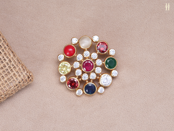 Multicolor Stone Gold Plated Pure Silver Juda Pin
