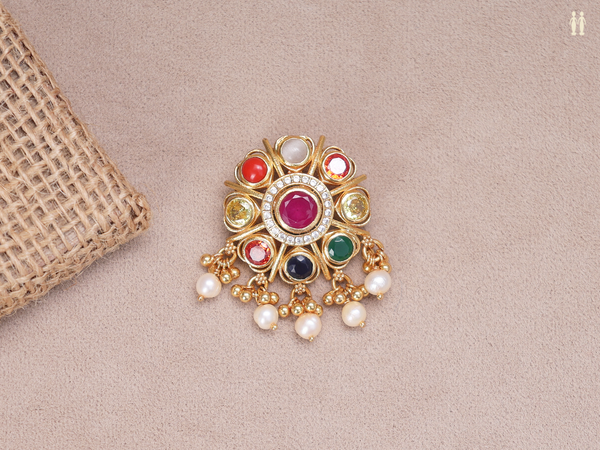 Multicolor Stone Gold Plated Pure Silver Juda Pin