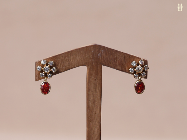 Floral Design Gold Plated Pure Silver Earrings