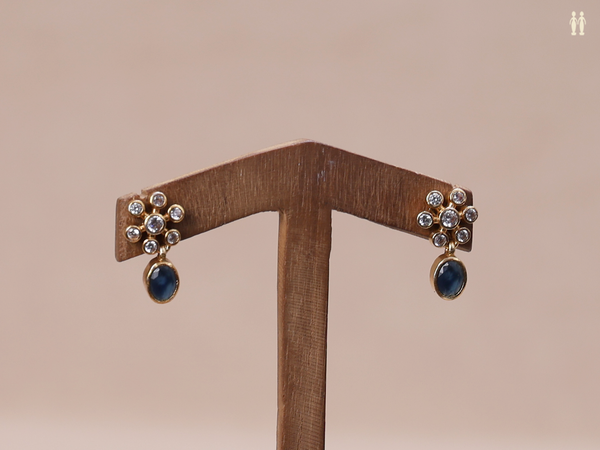 Floral Design Gold Plated Pure Silver Earrings