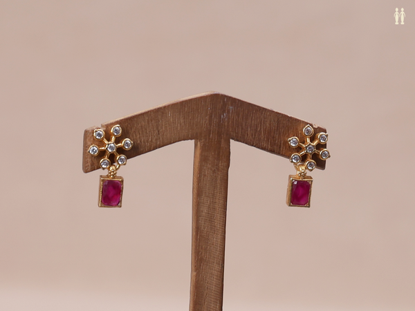 Floral Design Gold Plated Pure Silver Earrings