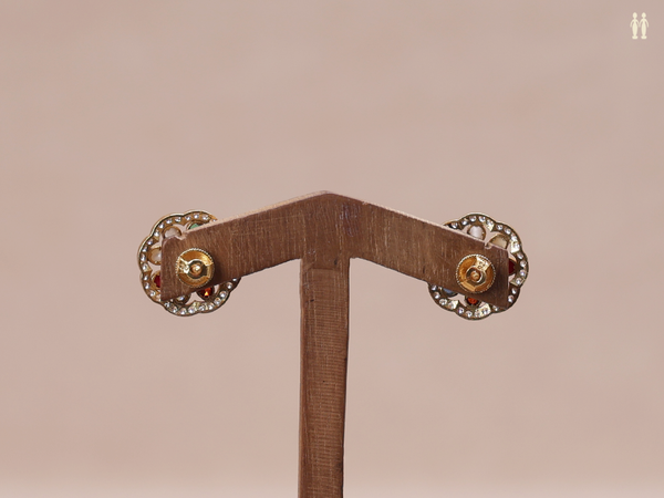 Multicolor Stone Gold Plated Pure Silver Stud Earrings