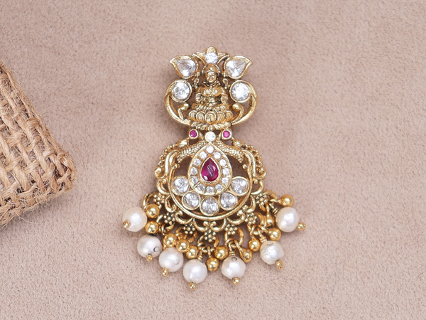 Kemp Stone With Beads Gold Plated Pure Silver Juda Pin