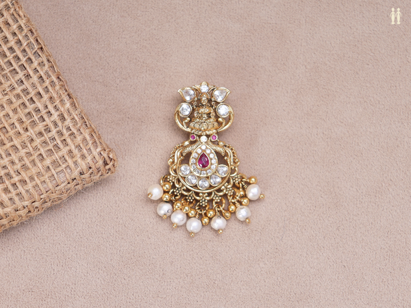 Kemp Stone With Beads Gold Plated Pure Silver Juda Pin