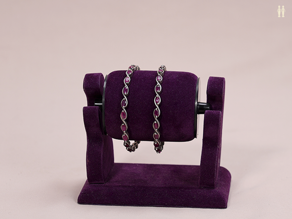 Pink Stone Pure Silver Bangles
