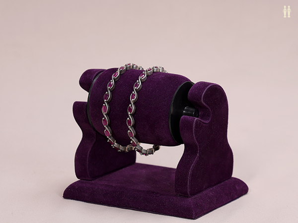Pink Stone Pure Silver Bangles