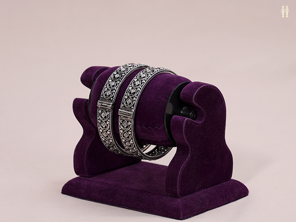 Oxidized Pure Silver Screw Bangles