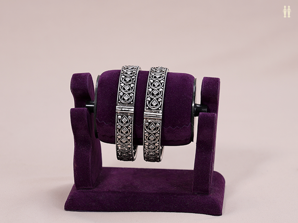 Oxidized Pure Silver Screw Bangles