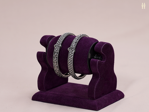 Braided Design Oxidized Pure Silver Bangles