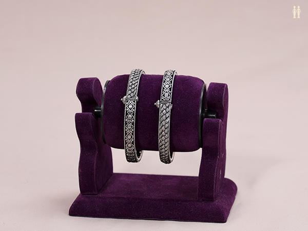 Braided Design Oxidized Pure Silver Bangles