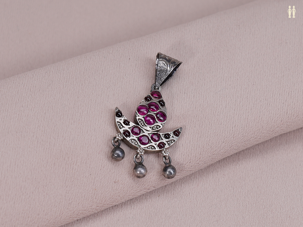 Pink Stone Pure Silver Pendant
