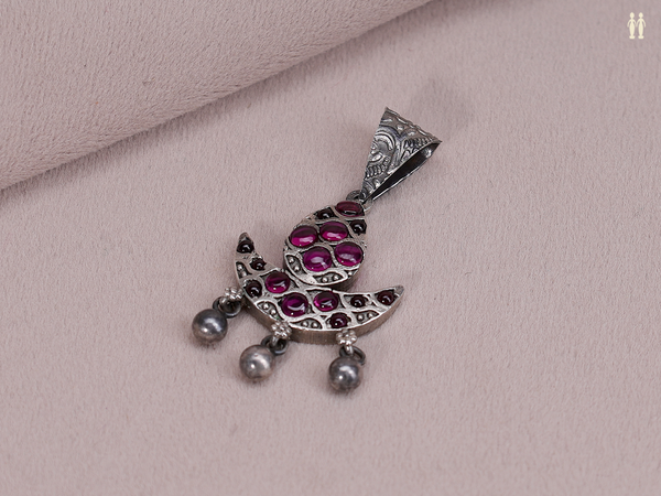 Pink Stone Pure Silver Pendant