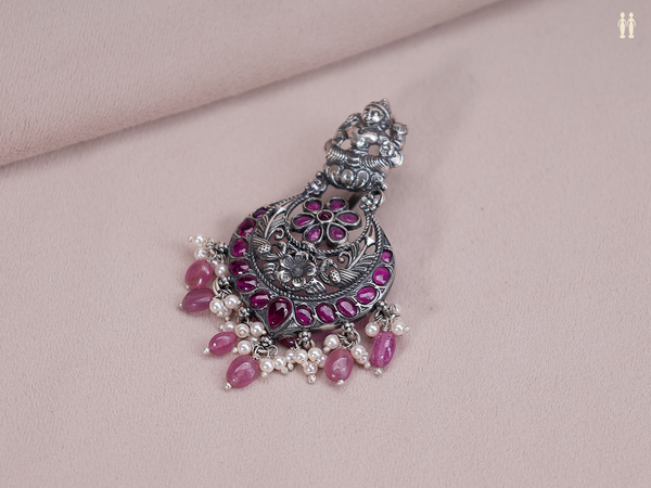 Antique Design With Beads Pure Silver Juda Pin