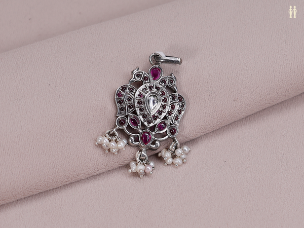 Iruthalai Pakshi Design With Kemp Stone Pure Silver Pendant