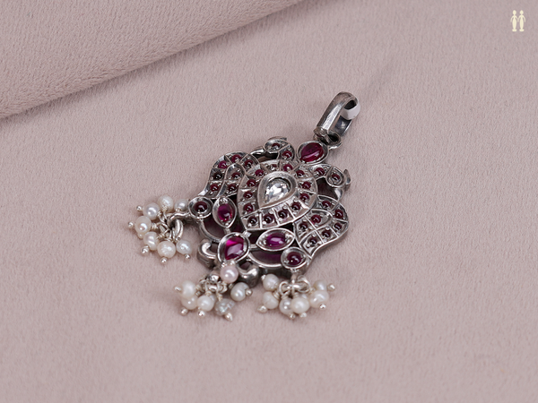 Iruthalai Pakshi Design With Kemp Stone Pure Silver Pendant