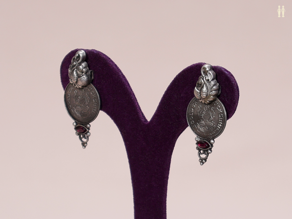 Antique Design Oxidized Pure Silver Earrings