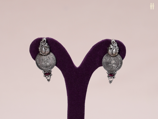 Antique Design Oxidized Pure Silver Earrings