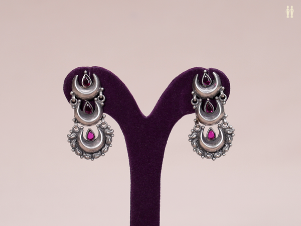 Chandbali Design Oxidized Pure Silver Earrings