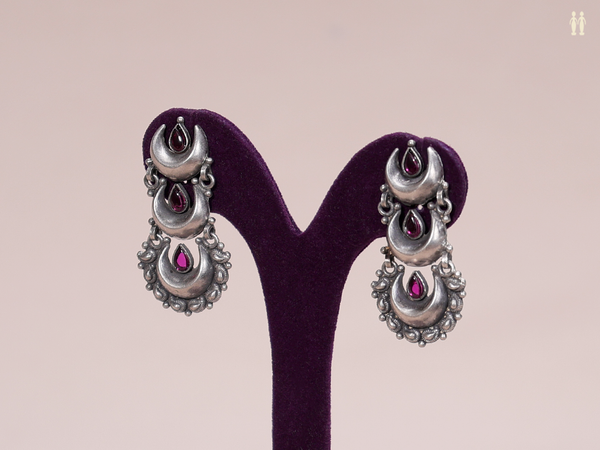 Chandbali Design Oxidized Pure Silver Earrings