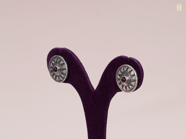 Chakram Design Pure Silver Earrings