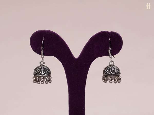 Oxidized Pure Silver Hook Earrings